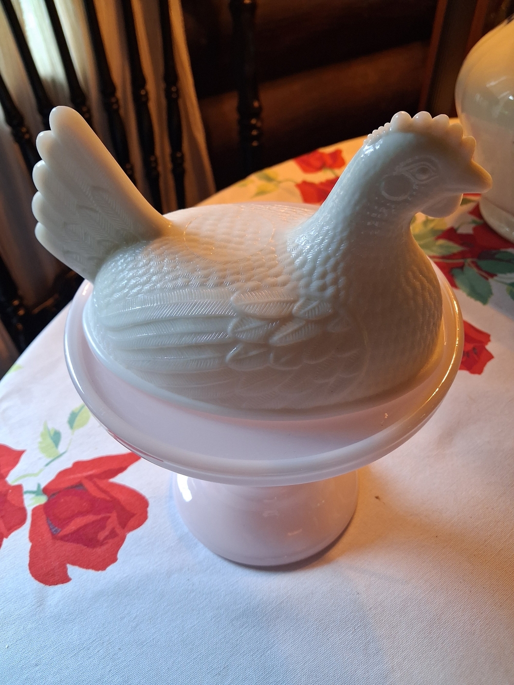 Indiana Glass White Milk Glass Hen on Nest Top Only